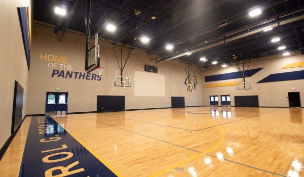 Carol G Peck Gymnasium Floor and Basketball Hoops